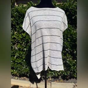 Eileen Fisher Gray and Black Striped Knit Top- Size XS